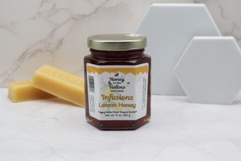 lemon honey in 8 ounce hex jar