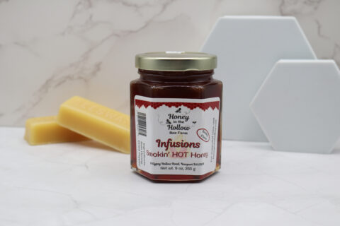 smokin hot honey in 8 ounce hex jar
