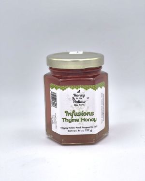 thyme infused wildflower honey in  ounce hex jar