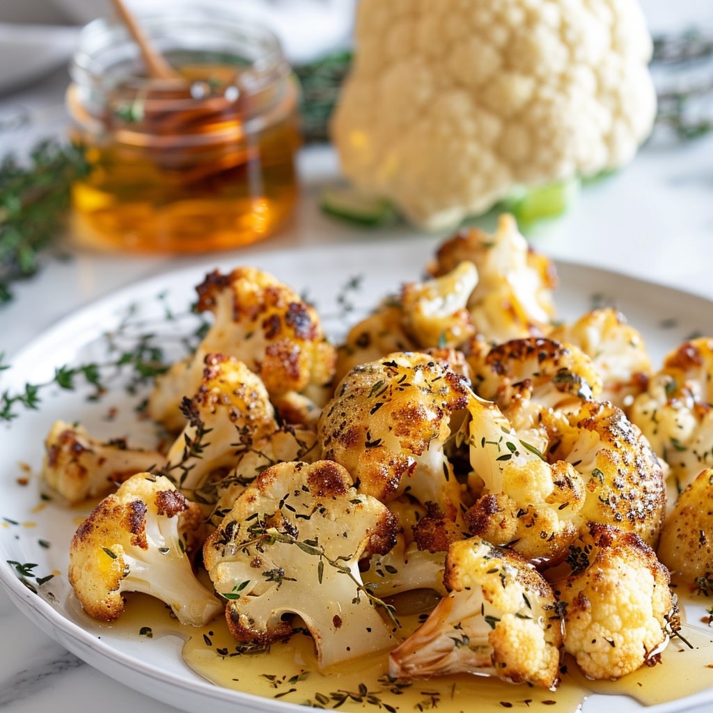 Honey Thyme Glazed Roasted Cauliflower