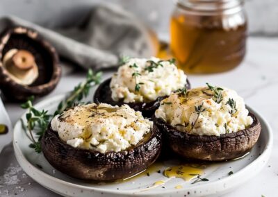 Honey Thyme Goat Cheese Stuffed Portobello Mushrooms (Vegetarian)