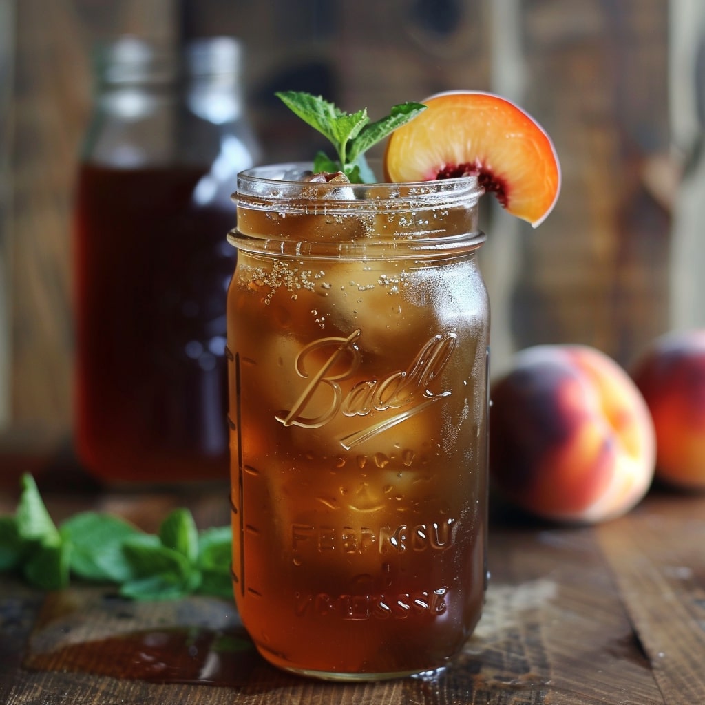 Smoked Honey Peach Iced Tea