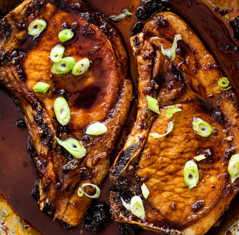 Honey glazed pork chops