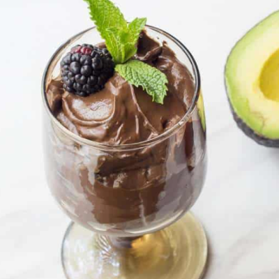 chocolate avocado mousse in glass