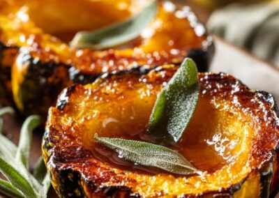 🍯CINNAMON HONEY BAKED ACORN SQUASH WITH BROWN BUTTER & SAGE