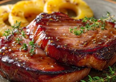 THYME HONEY GLAZED HAM STEAKS