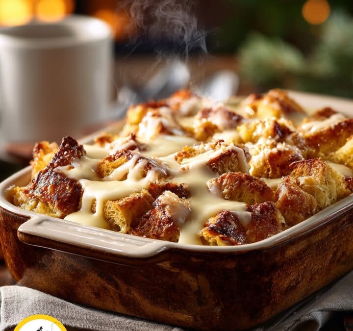 ELDERBERRY HONEY BREAD PUDDING WITH VANILLA SAUCE