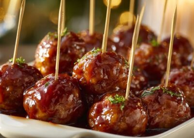 SWEET HOT HONEY GLAZED COCKTAIL MEATBALLS