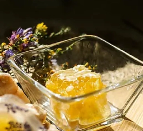 Comb honey in a dish