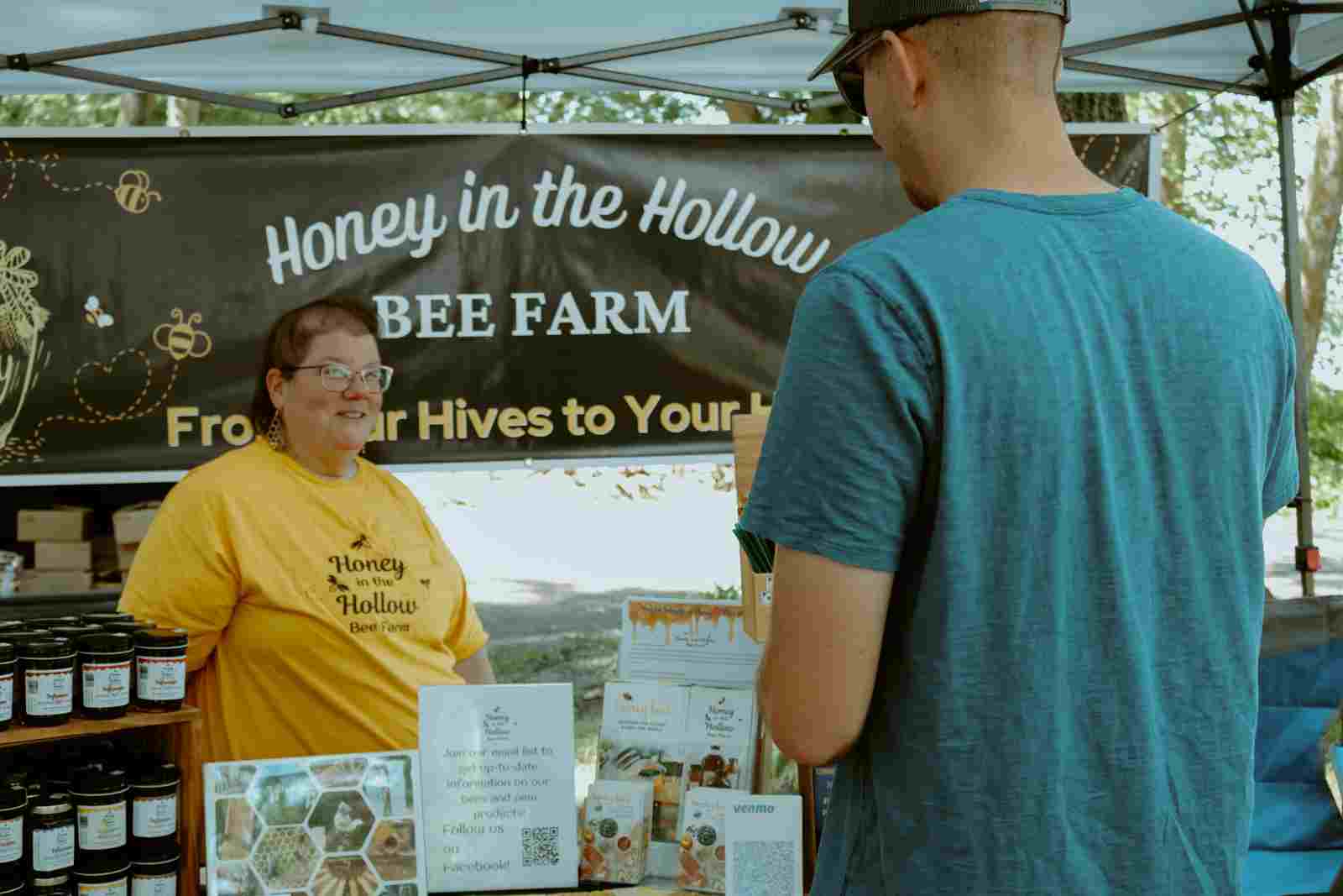 sue helping customer decide on the right honey