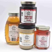 taste of hih bundle-creamed honey raw honey rose and sweet hot honey glass