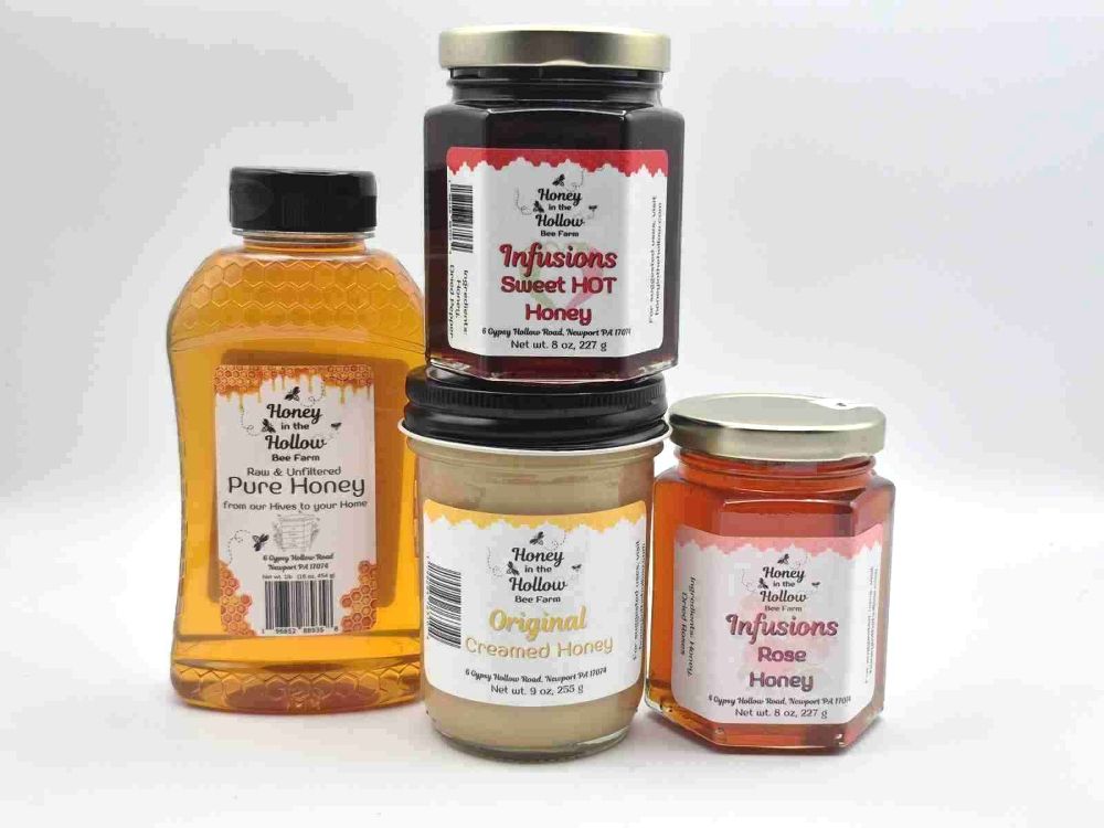 taste of hih bundle-creamed honey raw honey rose and sweet hot honey plastic