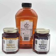 wellness bundle-lemon and elderberry infused honey and raw honey plastic