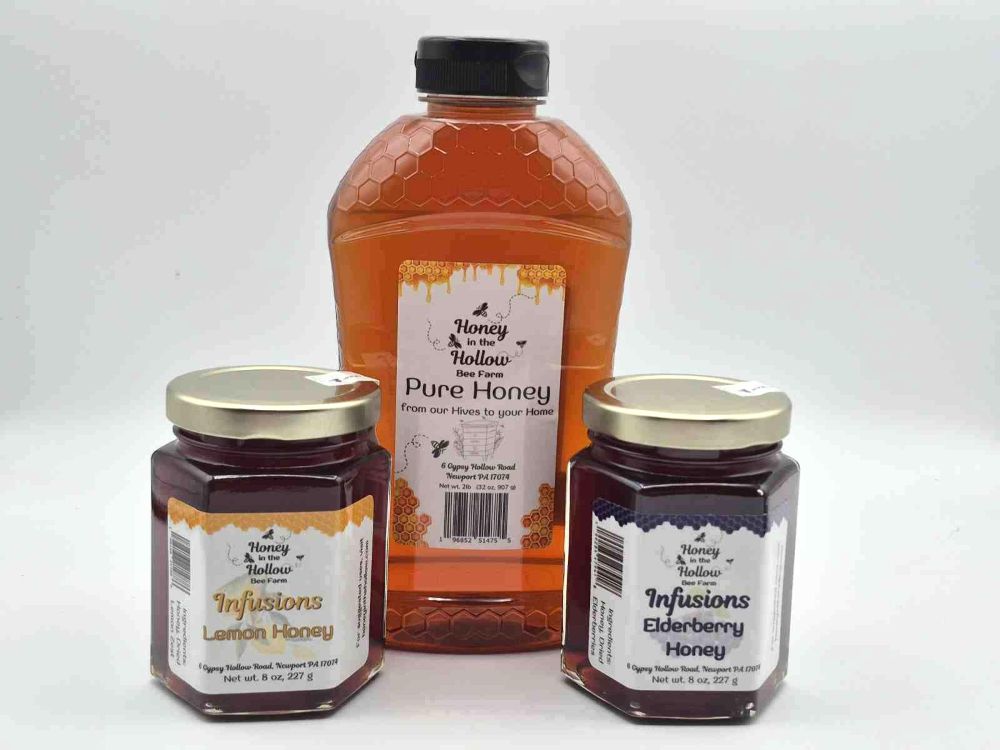 wellness bundle-lemon and elderberry infused honey and raw honey plastic